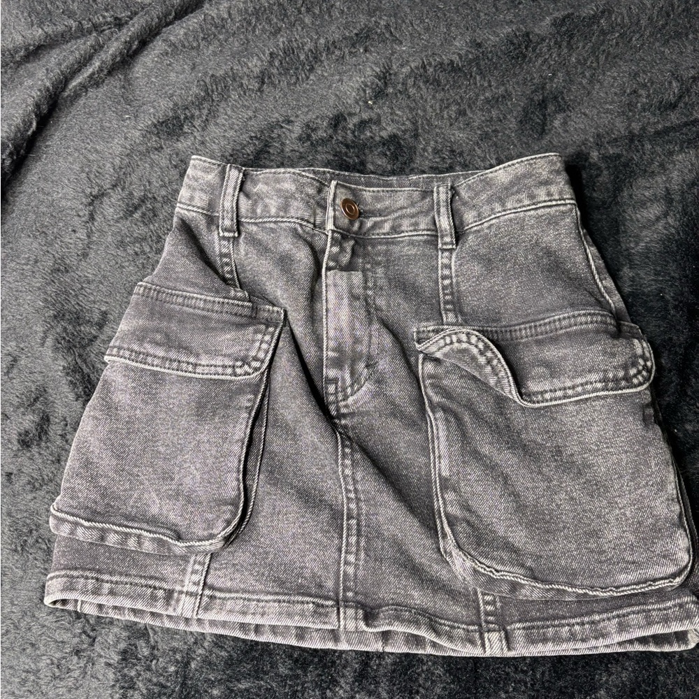 Gray Denim Mini Skirt